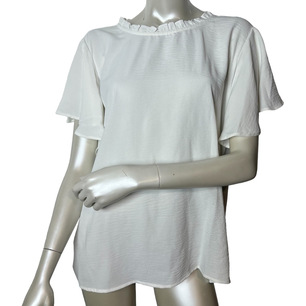 ‼️3 for $35‼️ - gibsonlook - Ivory White Ruffle Top - (#0622)